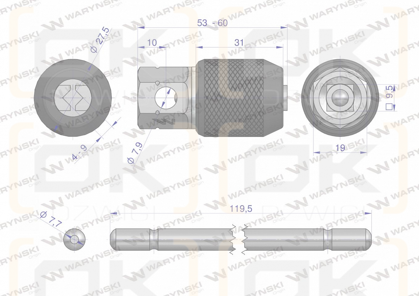 T-Halter für M3-M12-Gewindebohrer Waryński