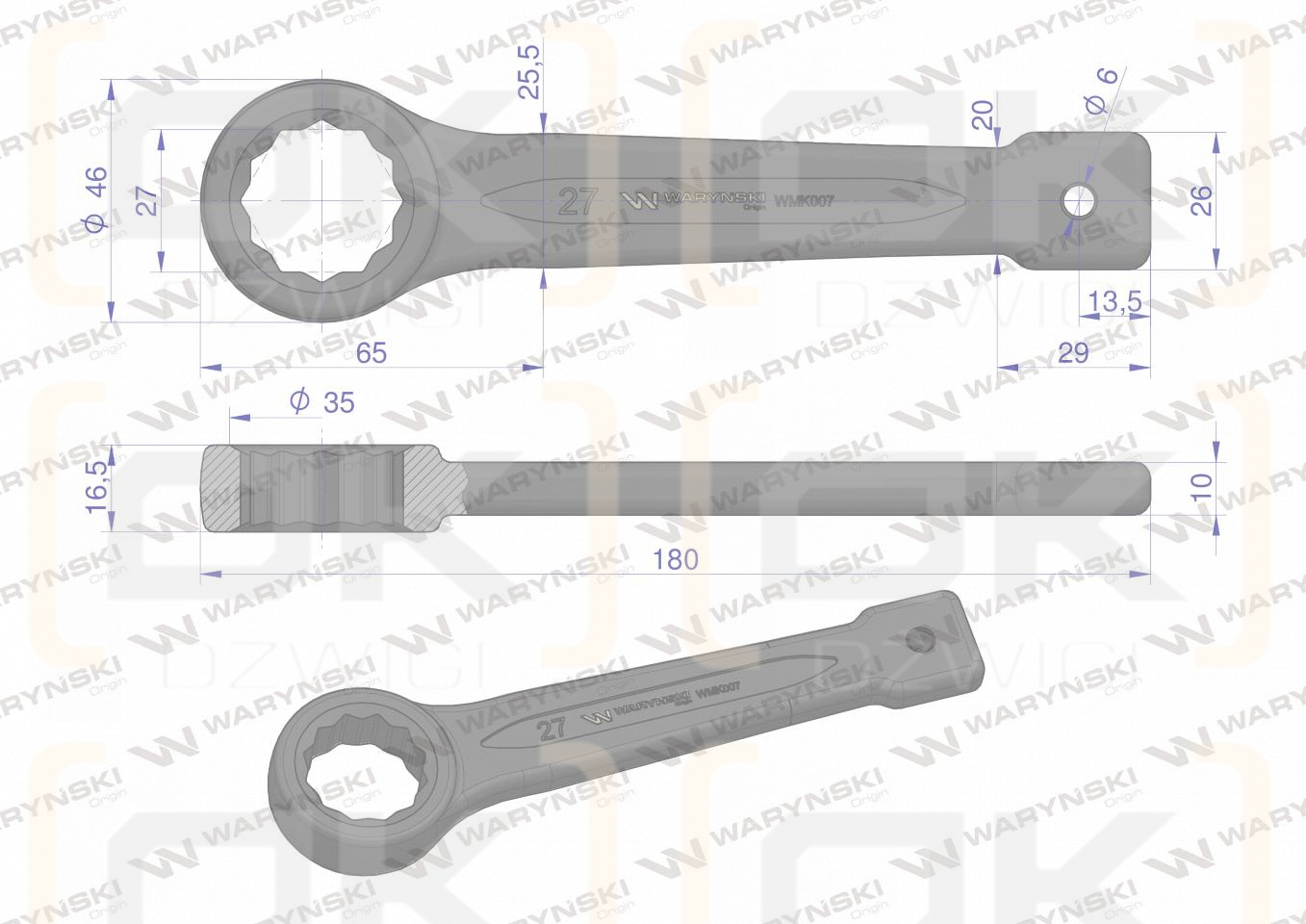 27 mm Waryński-Ringschlüssel zum Schlagen