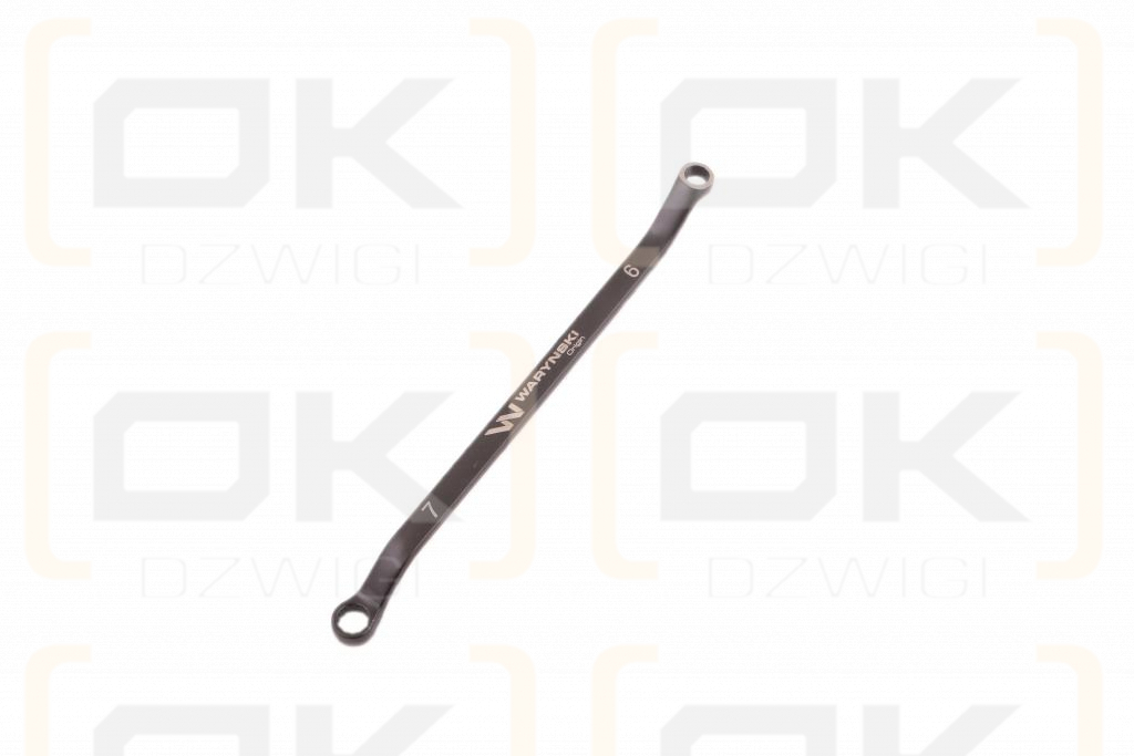 Klucz oczkowy odsadzony 6 x 7 mm. CrV standard ASME B107.9 Waryński
