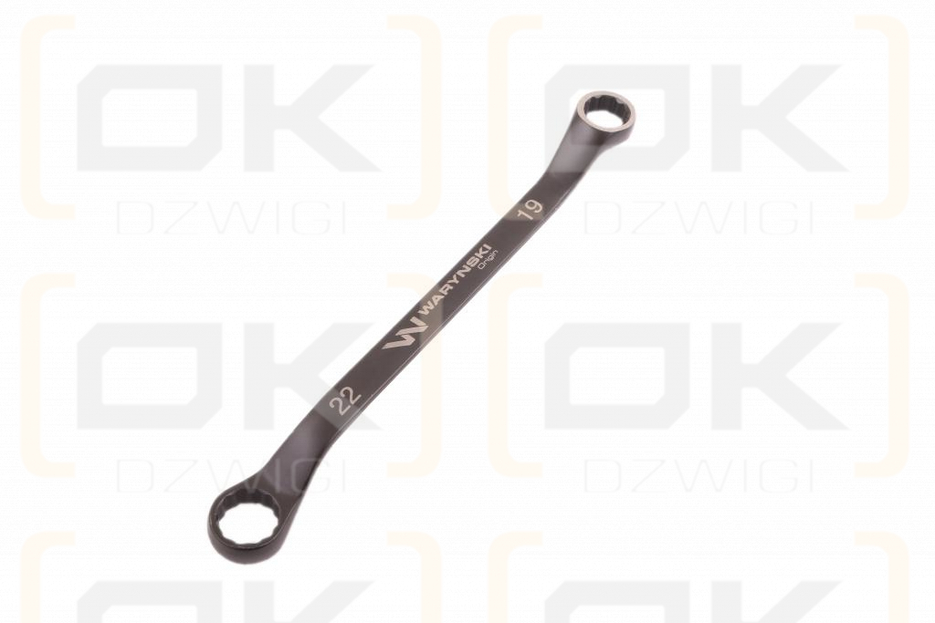 Klucz oczkowy odsadzony 19 x 22 mm. CrV standard ASME B107.9 Waryński