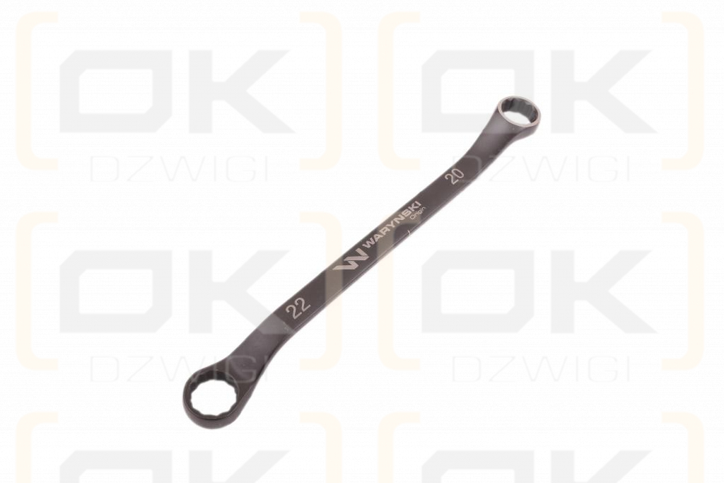 Klucz oczkowy odsadzony 20 x 22 mm. CrV standard ASME B107.9 Waryński