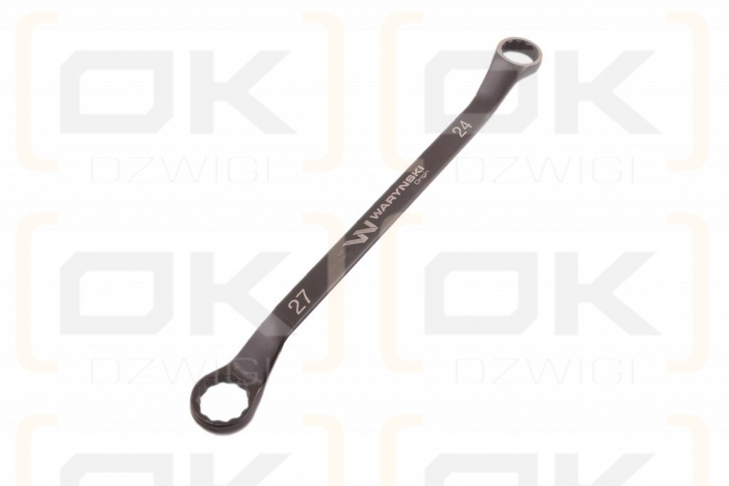 Klucz oczkowy odsadzony 24 x 27 mm. CrV standard ASME B107.9 Waryński