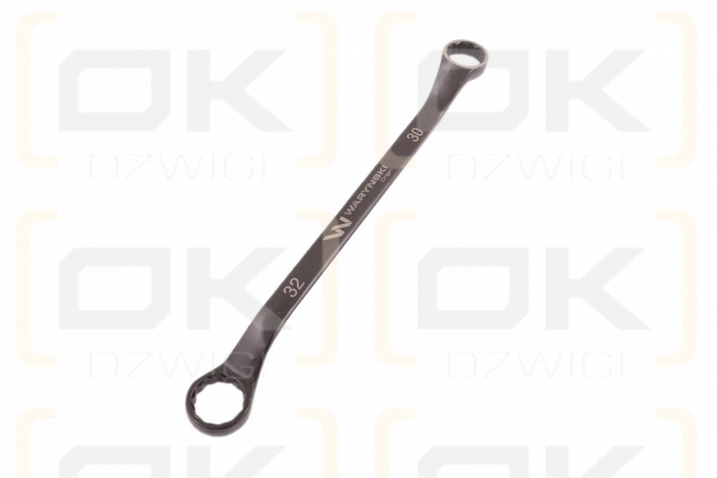 Klucz oczkowy odsadzony 30 x 32 mm. CrV  standard ASME B107.9 Waryński