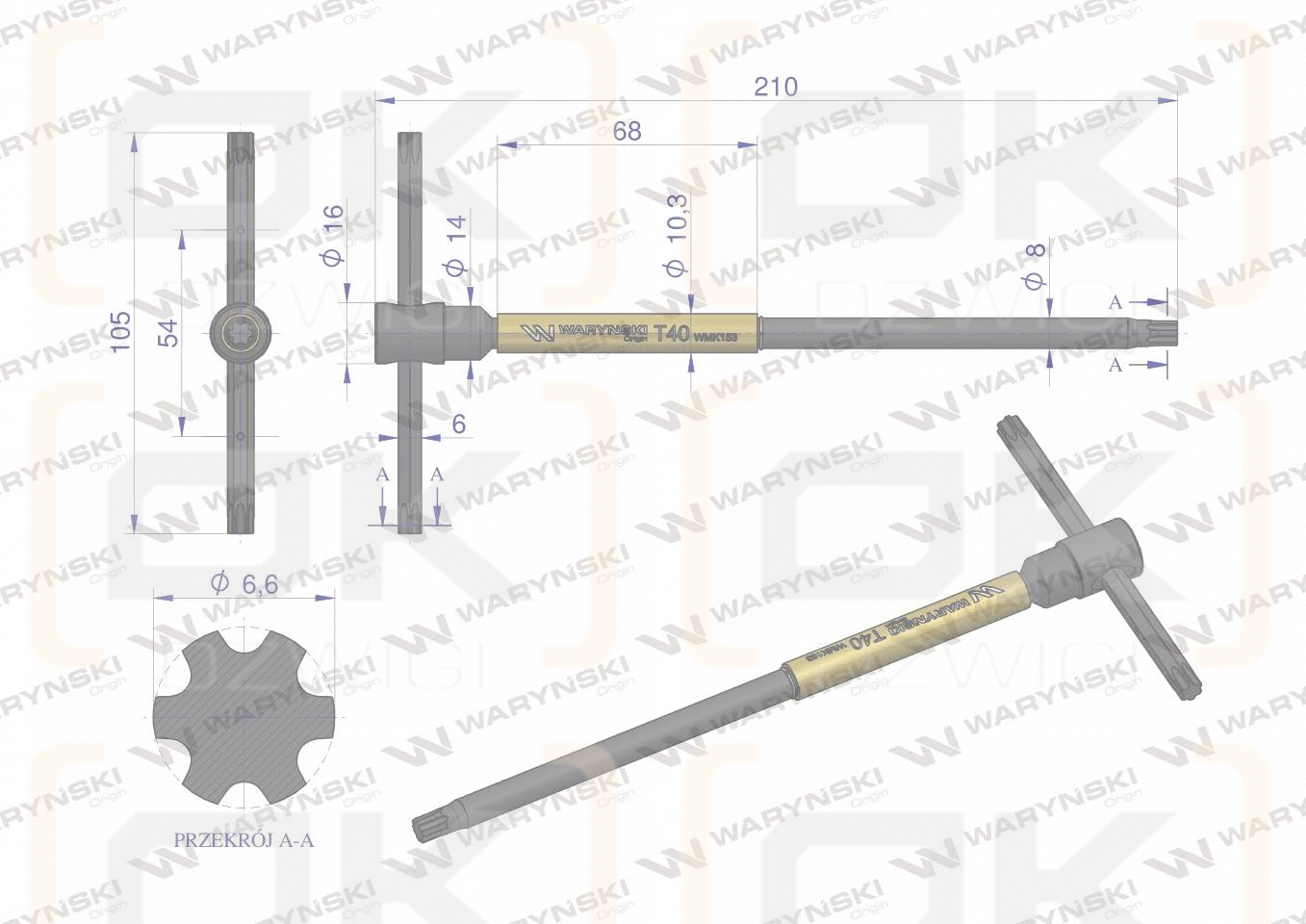 Klucz T ze spinnerem TORX T40 Waryński