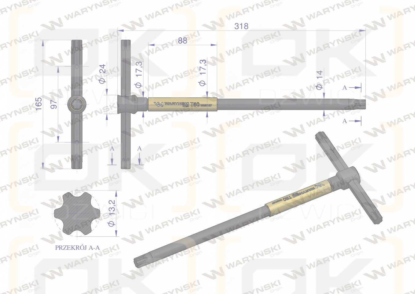 Klucz T ze spinnerem TORX T60 Waryński