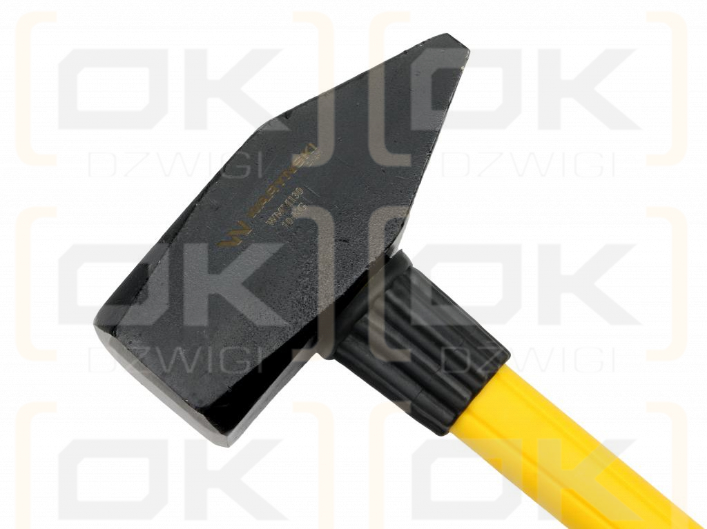 Locksmith's hammer, 10 kg very heavy with a fiberglass handle, for construction workshop work, Waryński
