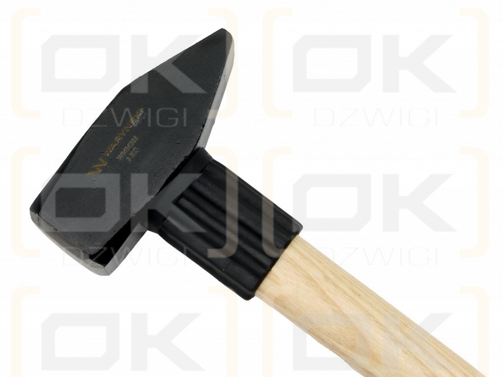 3 kg heavy carpenter's hammer with wooden handle, for construction workshop work, Waryński
