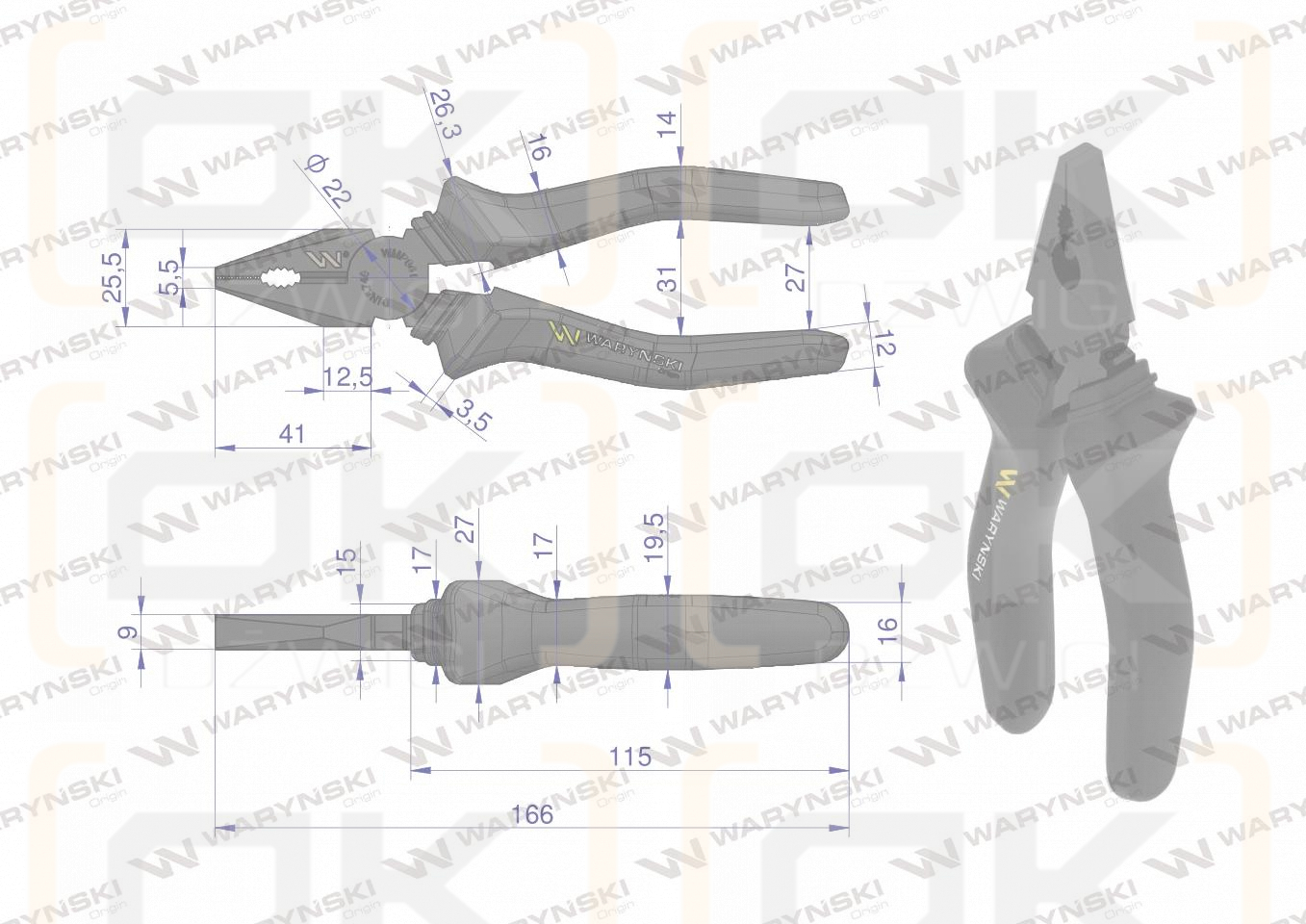 Universalzange 160 mm Waryński
