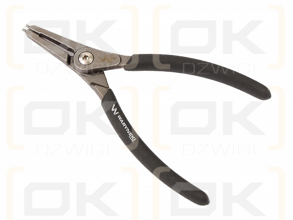Circlip pliers, 170mm external bent with internal spring, Waryński