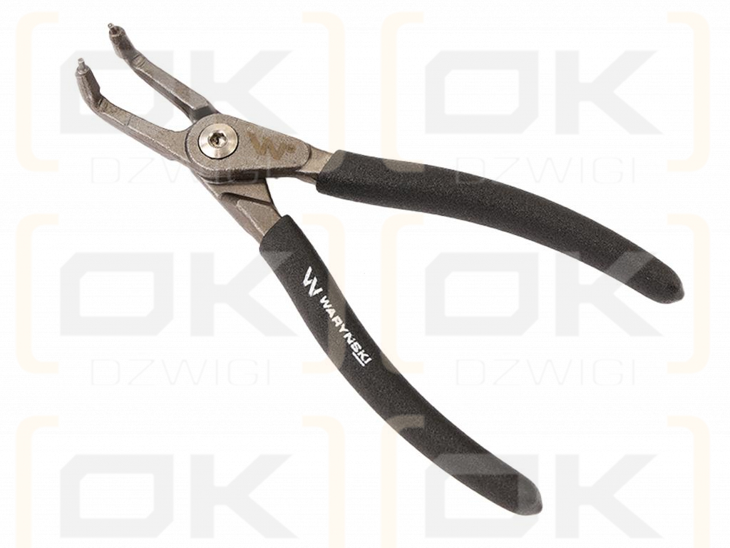 Circlip pliers, 170mm internal bent with internal spring, Waryński