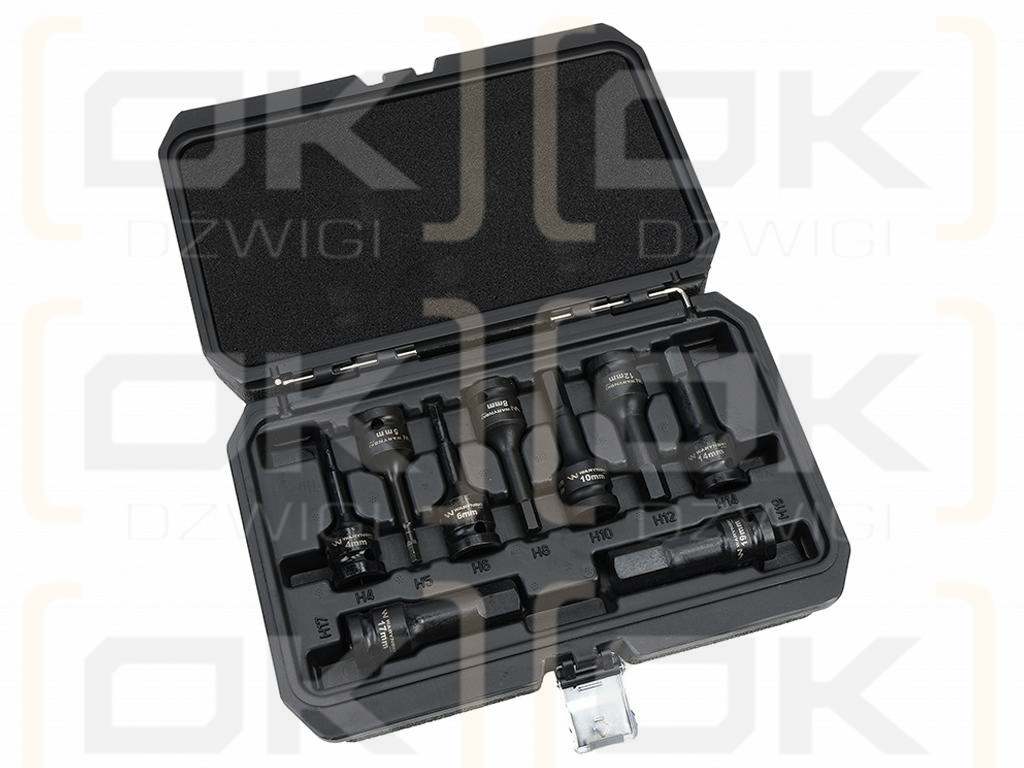 Zestaw nasadek udarowych 1/2 imbusowych ze stali CrMo H4-H19 HEX 9 el Waryński