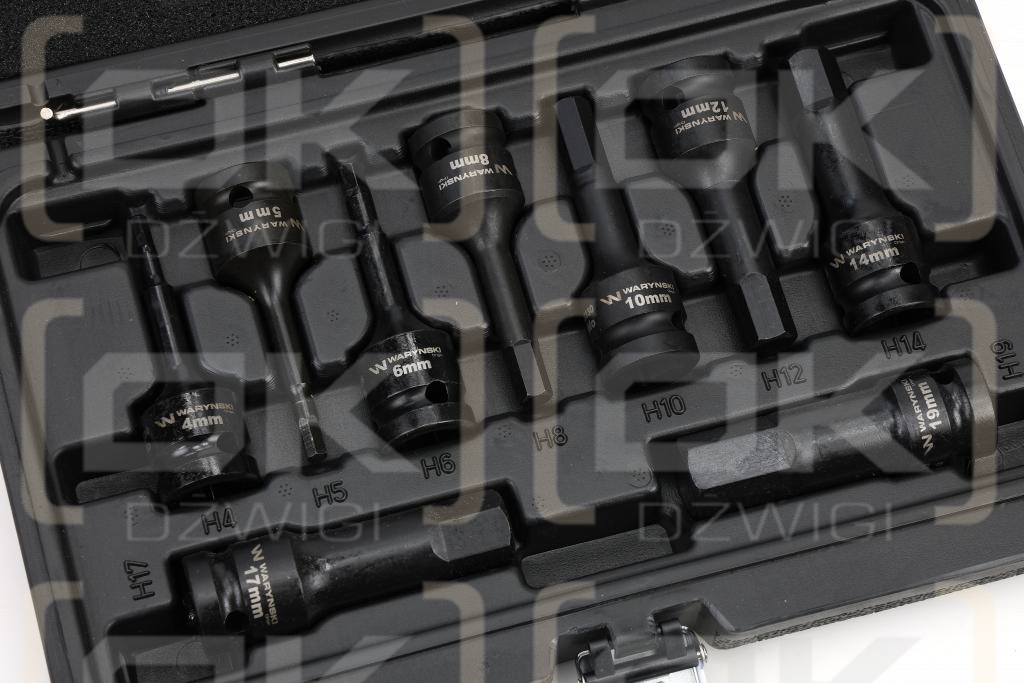 Zestaw nasadek udarowych 1/2 imbusowych ze stali CrMo H4-H19 HEX 9 el Waryński