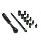 Zestaw 12 el. nasadki 1/4  przedłużka 12 cm grzechotka 4.5 5 6 7 8 9 10 11 13 14 Waryński