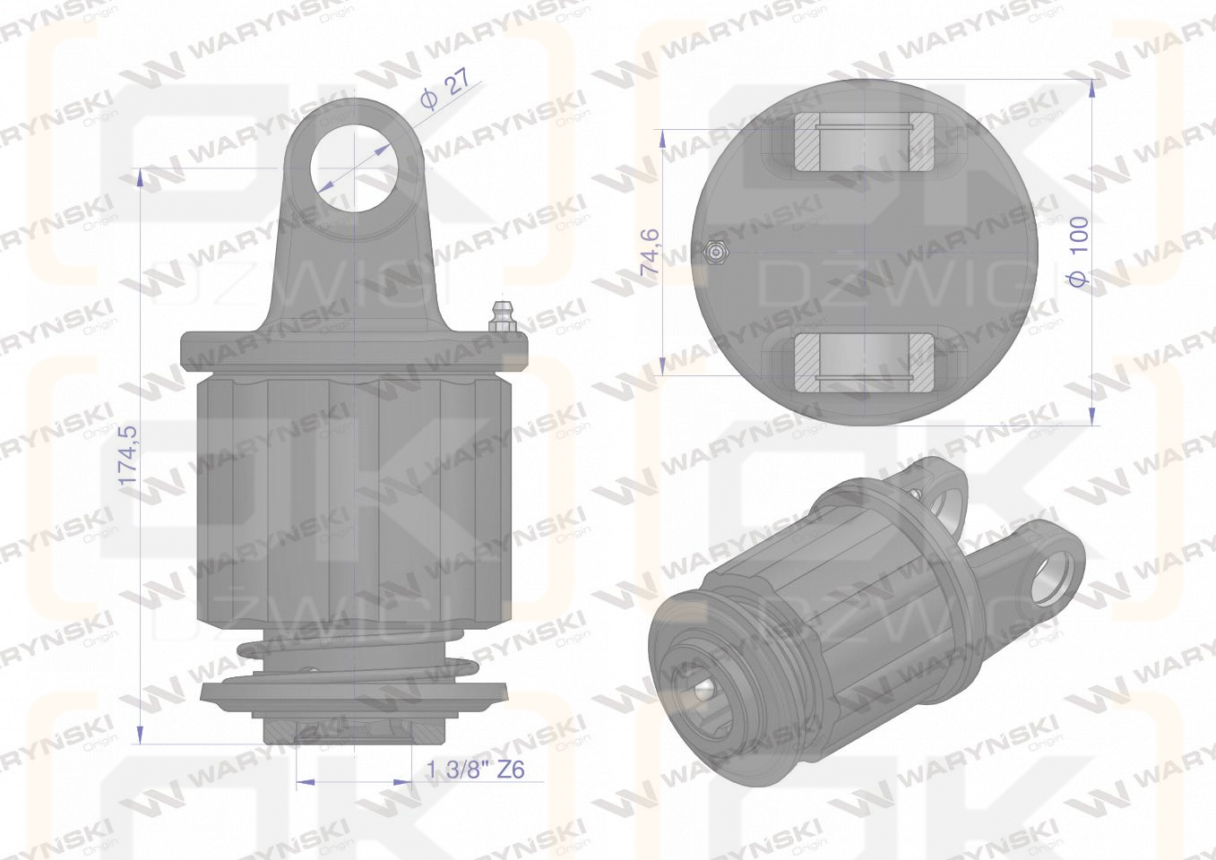 Sprzęgło zapadkowe wału Seria 3R 900 Nm - 1 3/8 Z6 WARYŃSKI