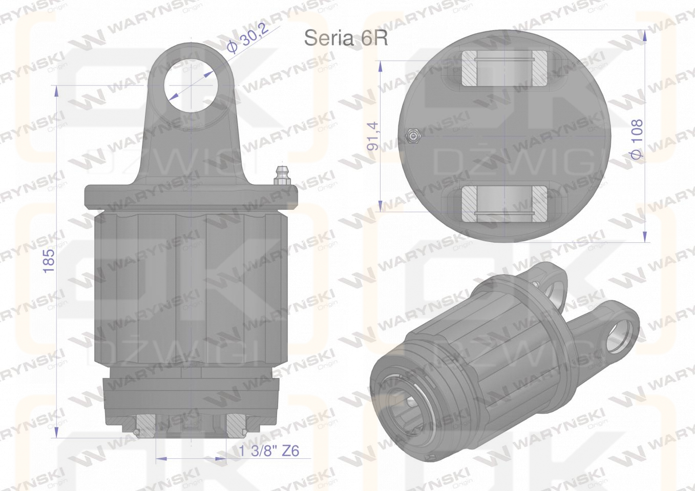 Sprzęgło zapadkowe wału Seria 6R 500 Nm - 1 3/8 Z6 WARYŃSKI