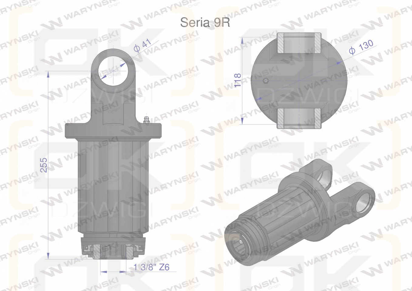 Sprzęgło zapadkowe wału Seria 9R 1500 Nm - 41x116 - 1 3/8 Z6 WARYŃSKI