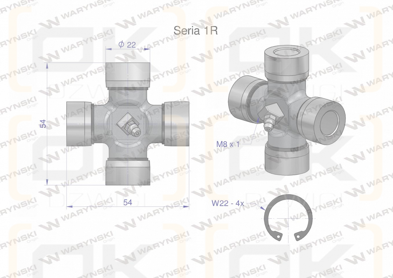 Krzyżak wału 22x54 Seria 1R Waryński W219101
