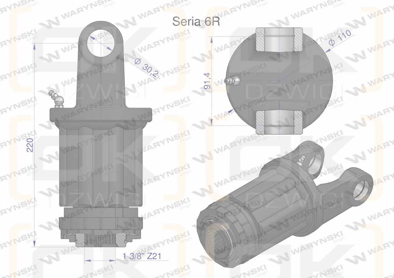 Clutch, ratchet shaft 1200Nm Series 6R 1 3/8 - Z21, Waryński