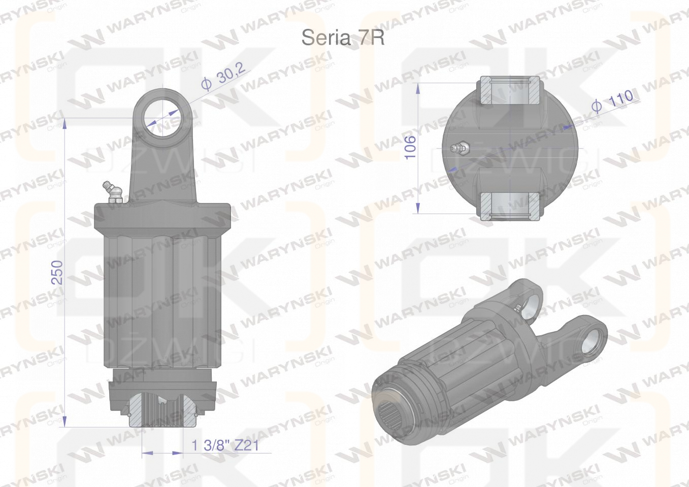 Clutch, shaft ratchet 1500Nm Series 7R 1 3/8 - Z21, Waryński