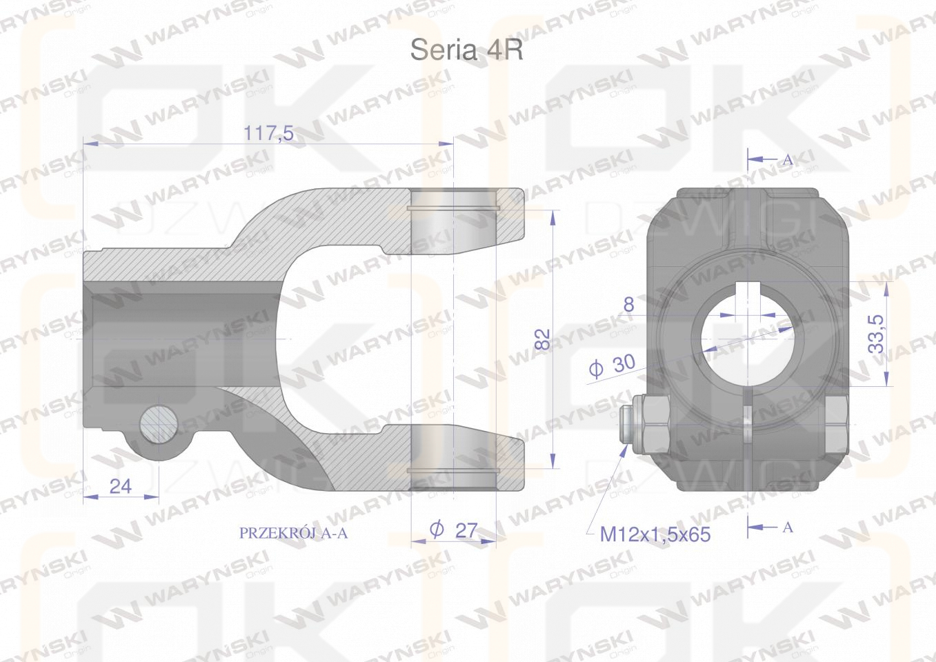 Widłak na wpust 8 śr.otw.30mm - 27X82 Seria 4R Waryński
