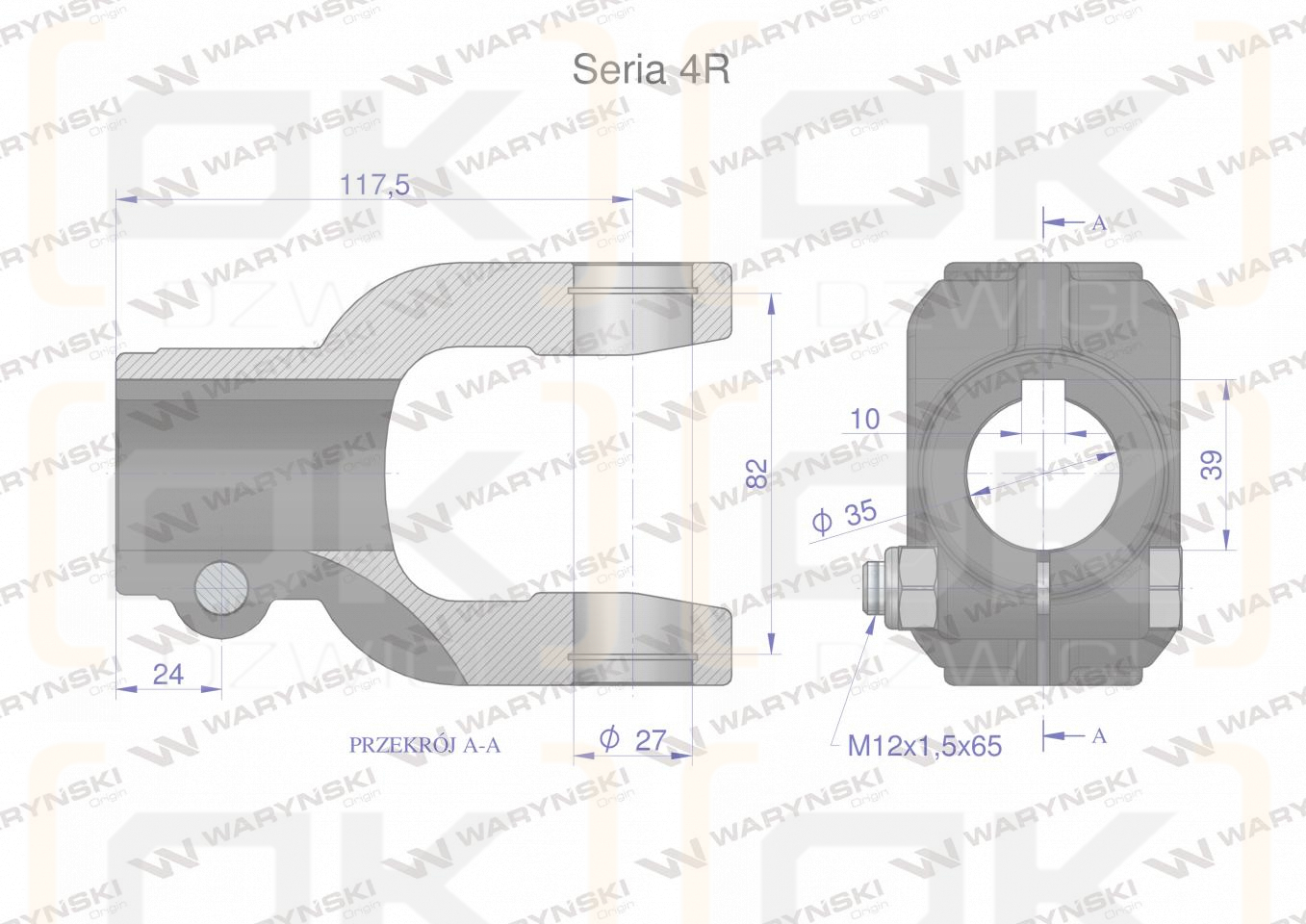 Widłak na wpust 10 śr.otw.35mm - 27X82 Seria 4R Waryński