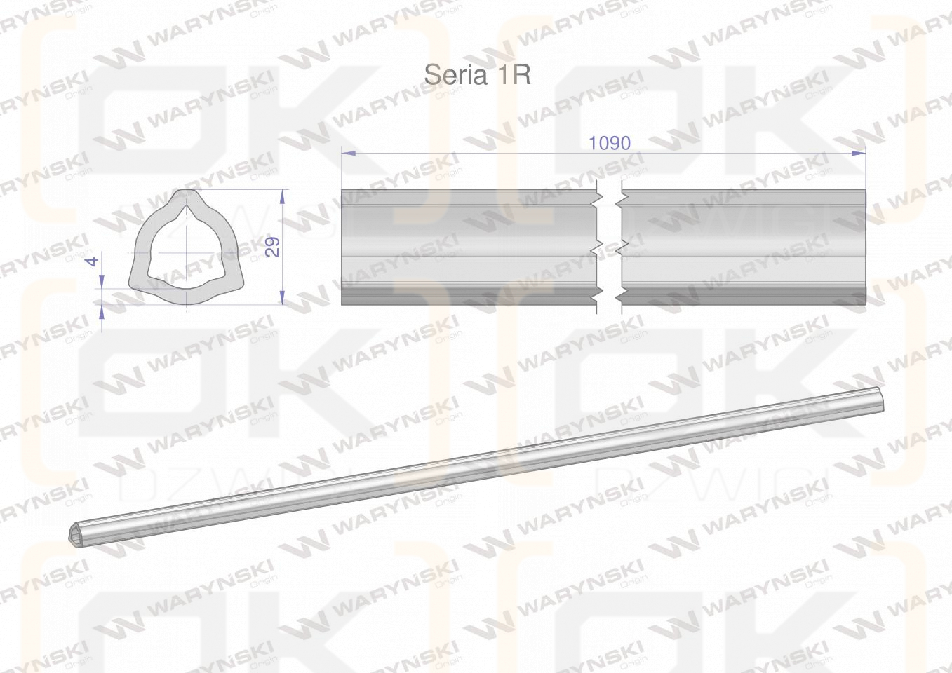 Rura wewnętrzna Seria 1R do wału 1210 przegubowo-teleskopowego 29x4 mm 1090 mm WARYŃSKI