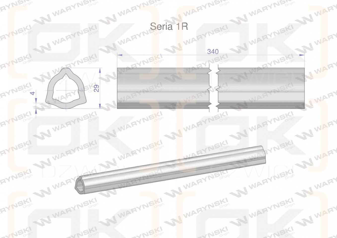 Rura wewnętrzna Seria 1R do wału 460 przegubowo-teleskopowego 29x4 mm 340 mm WARYŃSKI