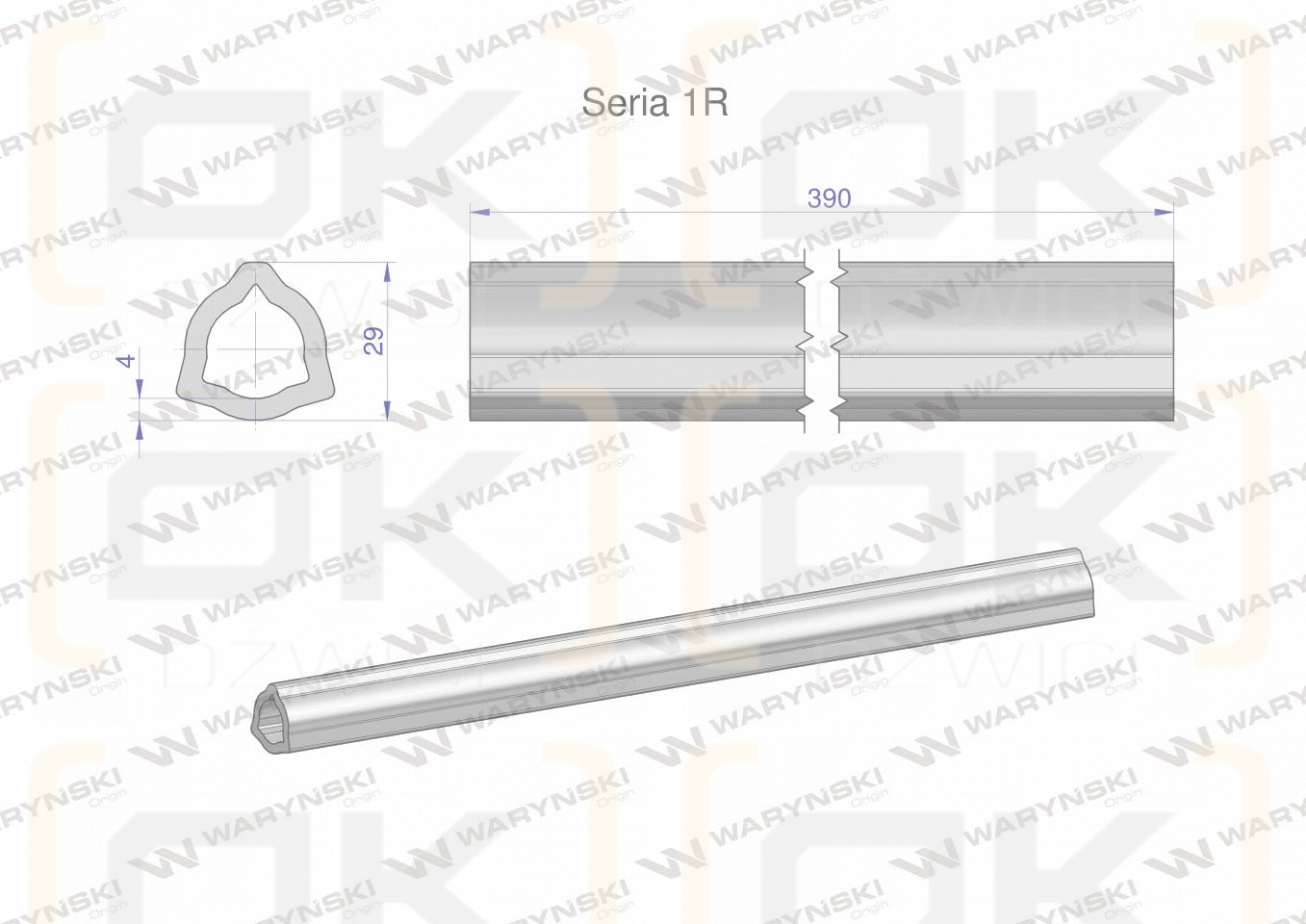 Rura wewnętrzna Seria 1R do wału 510 przegubowo-teleskopowego 29x4 mm 390 mm WARYŃSKI