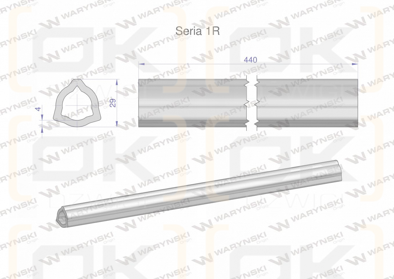 Rura wewnętrzna Seria 1R do wału 560 przegubowo-teleskopowego 29x4 mm 440 mm WARYŃSKI