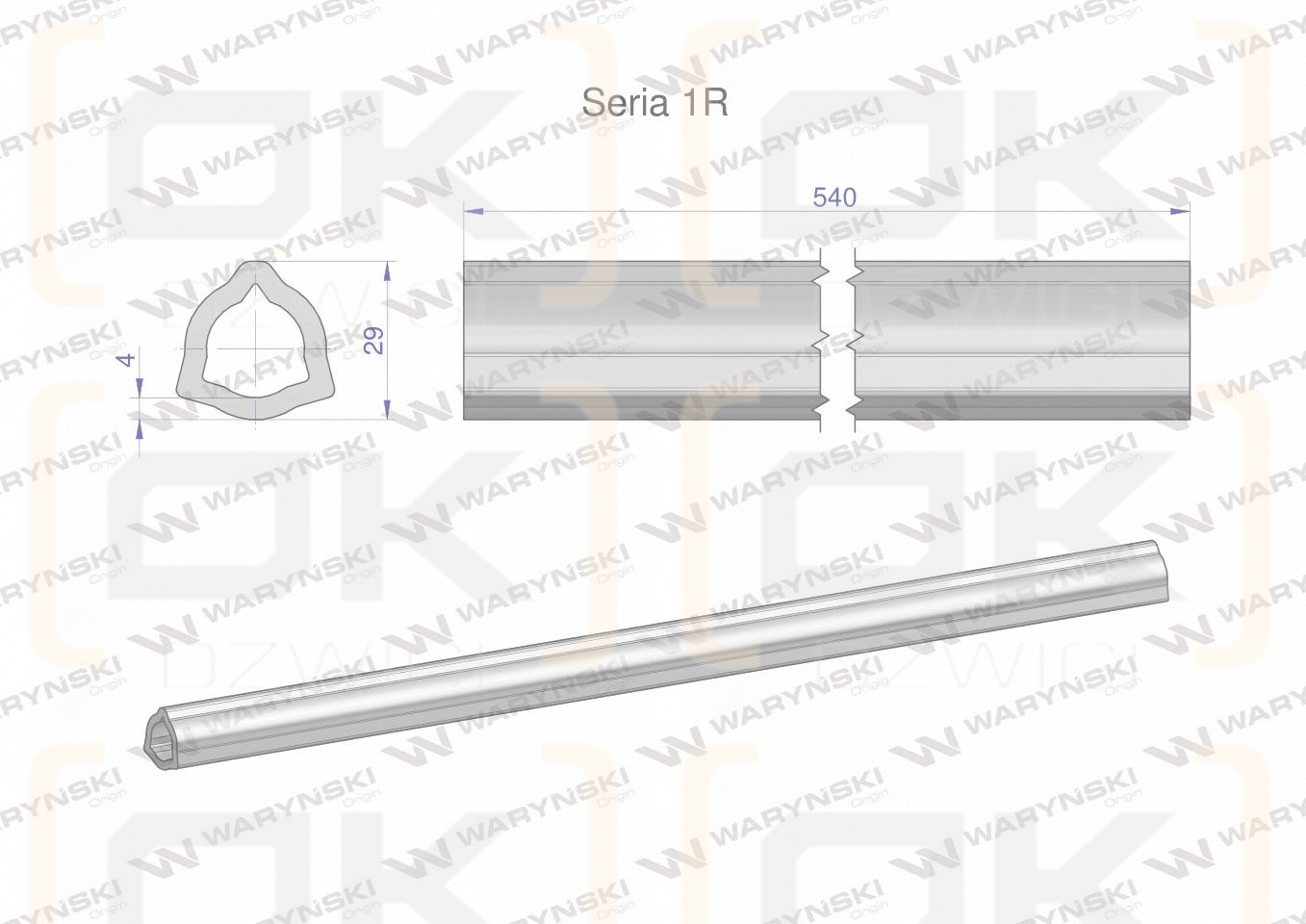 Rura wewnętrzna Seria 1R do wału 660 przegubowo-teleskopowego 29x4 mm 540 mm WARYŃSKI