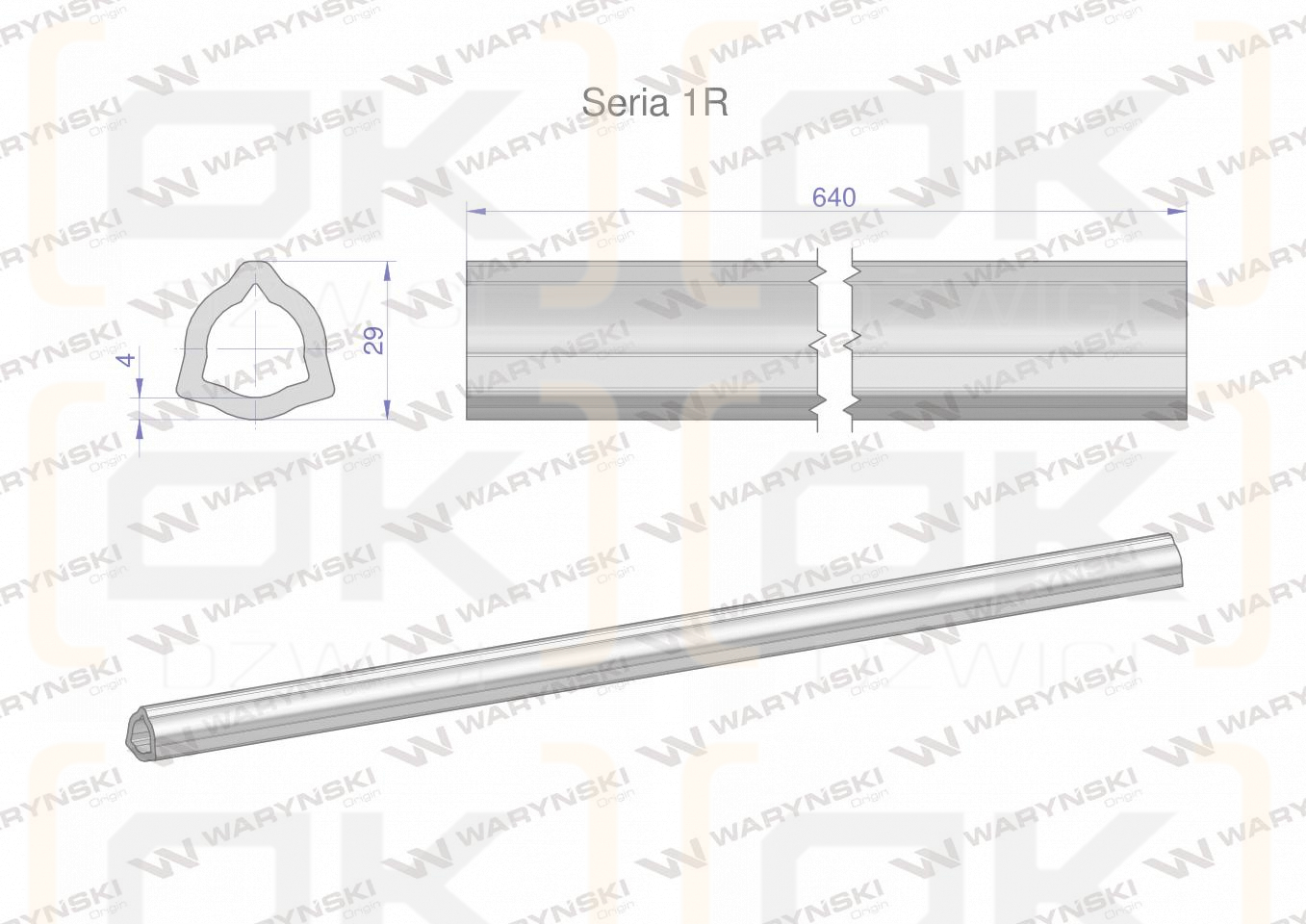 Rura wewnętrzna Seria 1R do wału 760 przegubowo-teleskopowego 29x4 mm 640 mm WARYŃSKI