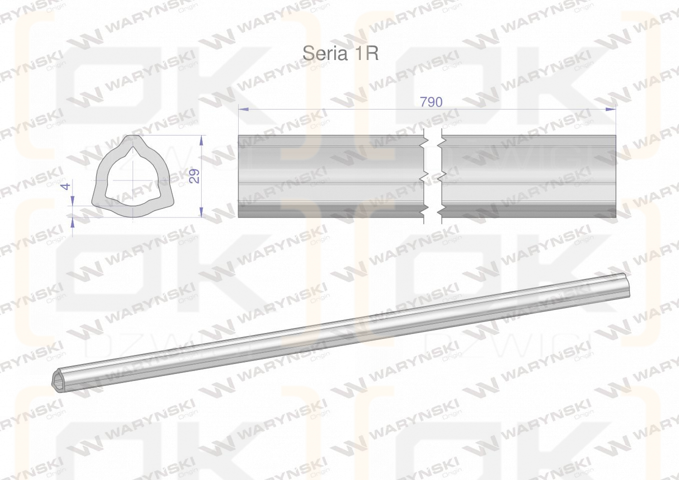 Rura wewnętrzna Seria 1R do wału 910 przegubowo-teleskopowego 29x4 mm 790 mm WARYŃSKI