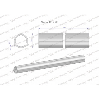 Rura wewnętrzna Seria 2R, rura zewnętrzna Seria 1R do wału 510 przegubowo-teleskopowego 36x3.2 mm 390 mm WARYŃSKI