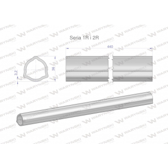Rura wewnętrzna Seria 2R, rura zewnętrzna Seria 1R do wału 560 przegubowo-teleskopowego 36x3.2 mm 440 mm WARYŃSKI