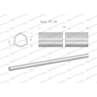 Rura wewnętrzna Seria 2R, rura zewnętrzna Seria 1R do wału 910 przegubowo-teleskopowego 36x3.2 mm 790 mm WARYŃSKI