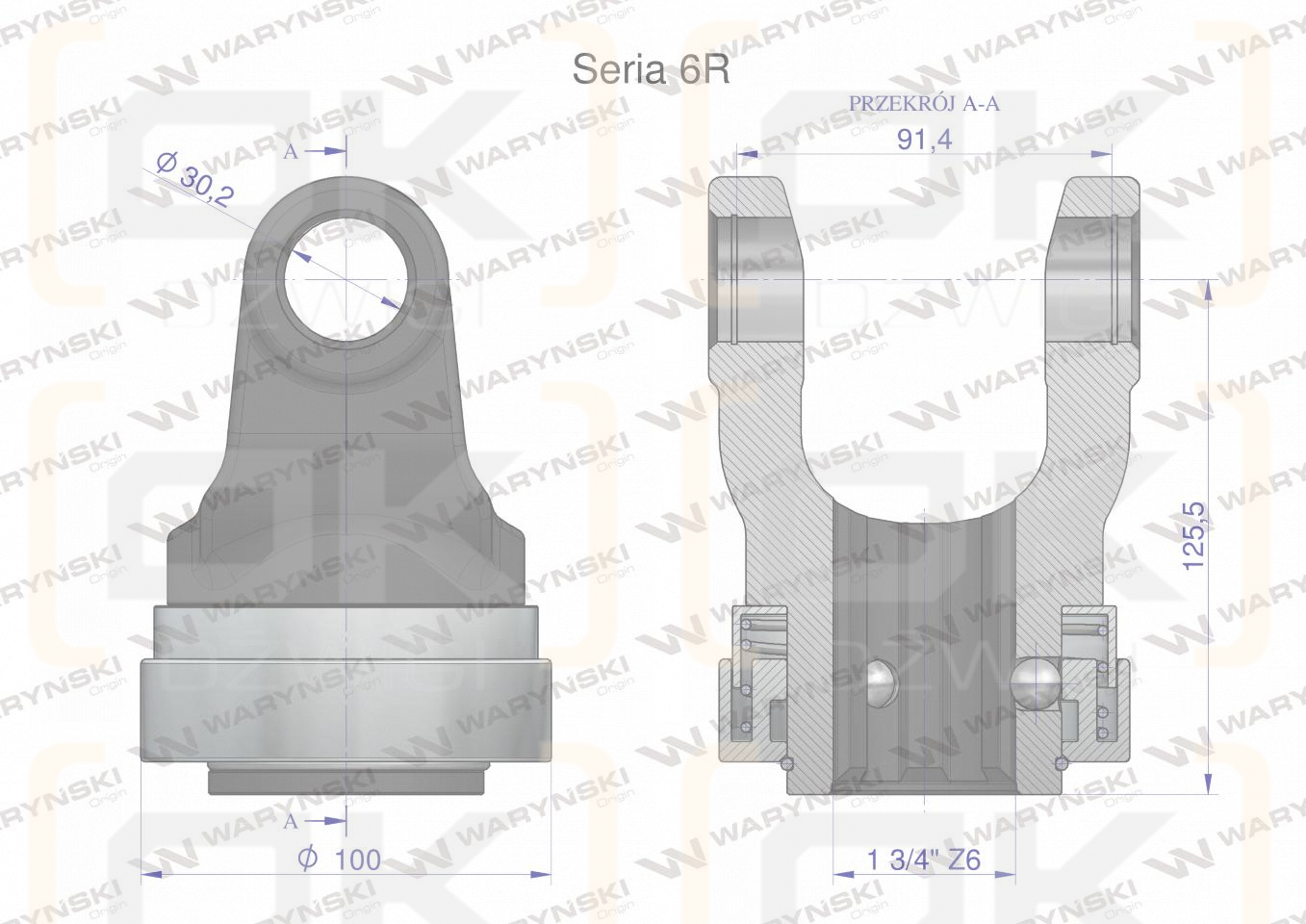 Widłak z pierścieniem 1 3/4 Z6 - 30.2X91.4 Seria 6R CE2020 Waryński