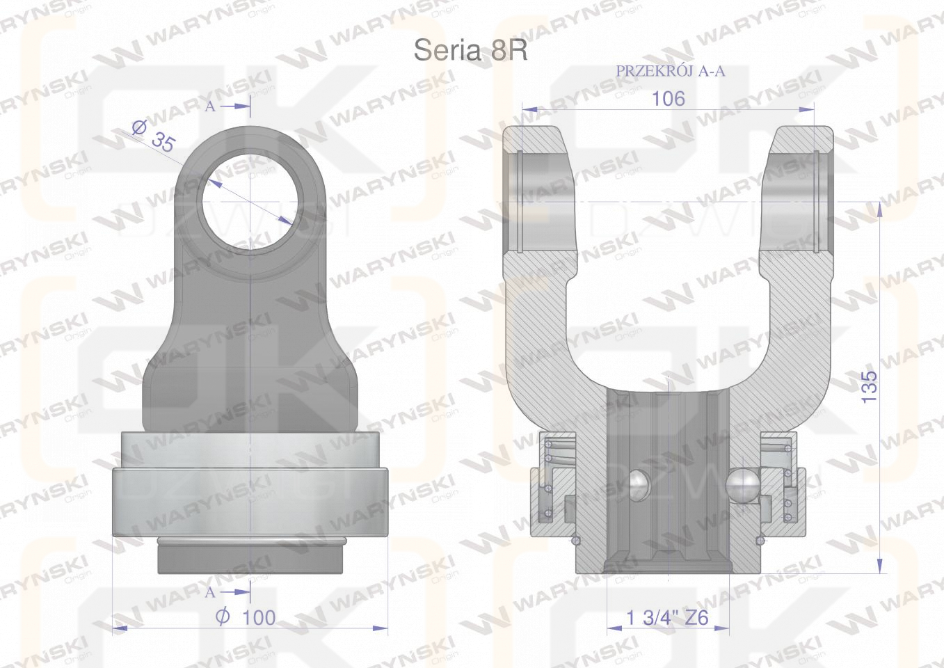 Widłak z pierścieniem 1 3/4 Z6 - 35X106 Seria 8R CE2020 Waryński