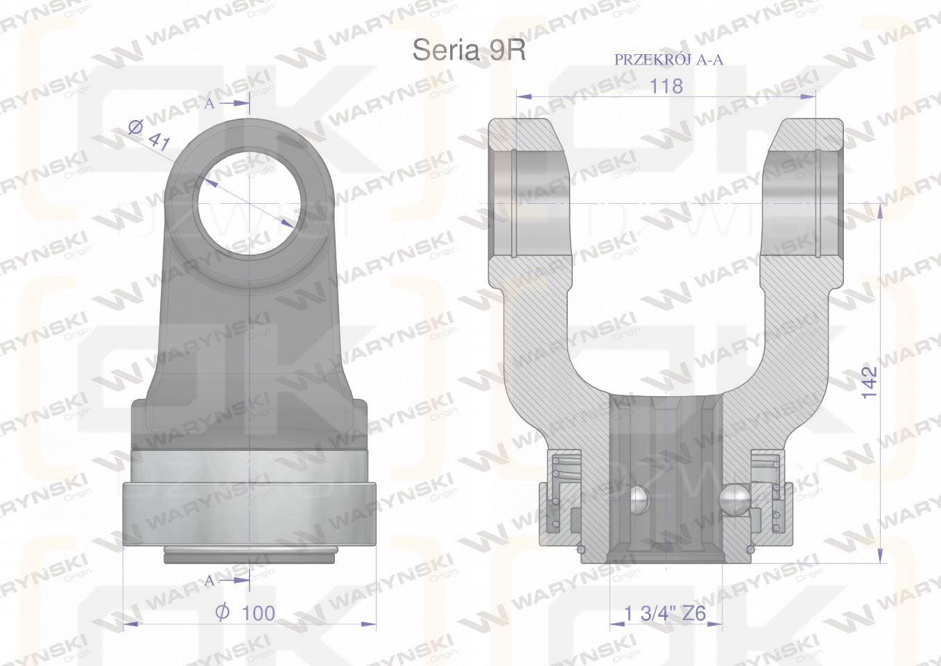 Widłak z pierścieniem 1 3/4 Z6 - 41X118 Seria 9R CE2020 Waryński