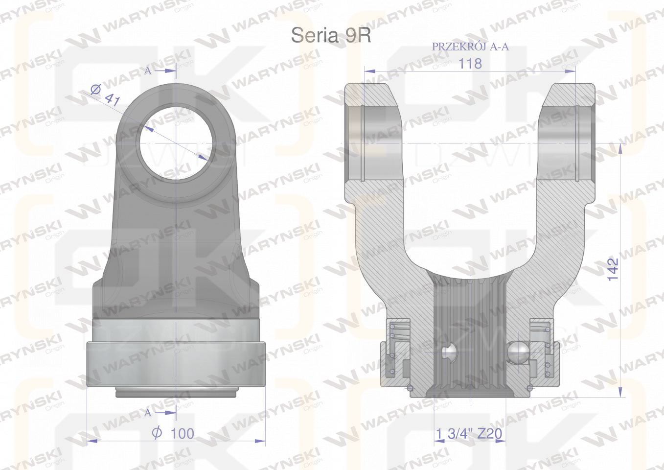 Widłak z pierścieniem 1 3/4 Z20 - 41X118 Seria 9R CE2020 Waryński