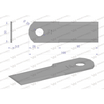 Nóż obrotowy rozdrabniacz słomy sieczkarnia 166x50x3.5mm otwór 20 zastosowanie 1322241C2 Massey Ferguson WARYŃSKI ( sprzedawane po 25 )