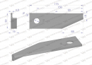 Nóż obrotowy rozdrabniacz słomy sieczkarnia podgięty lewy 173x50x4.5mm otwór 18 zastosowanie 87031976 New Holland WARYŃSKI ( sprzedawane po 25 )