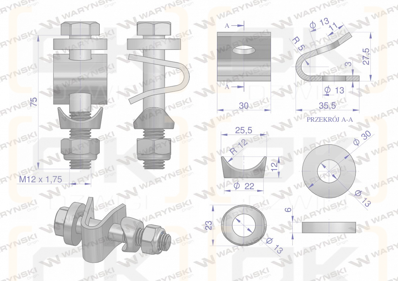 Mocowanie palca kpl. zastosowanie Niemeyer Waryński