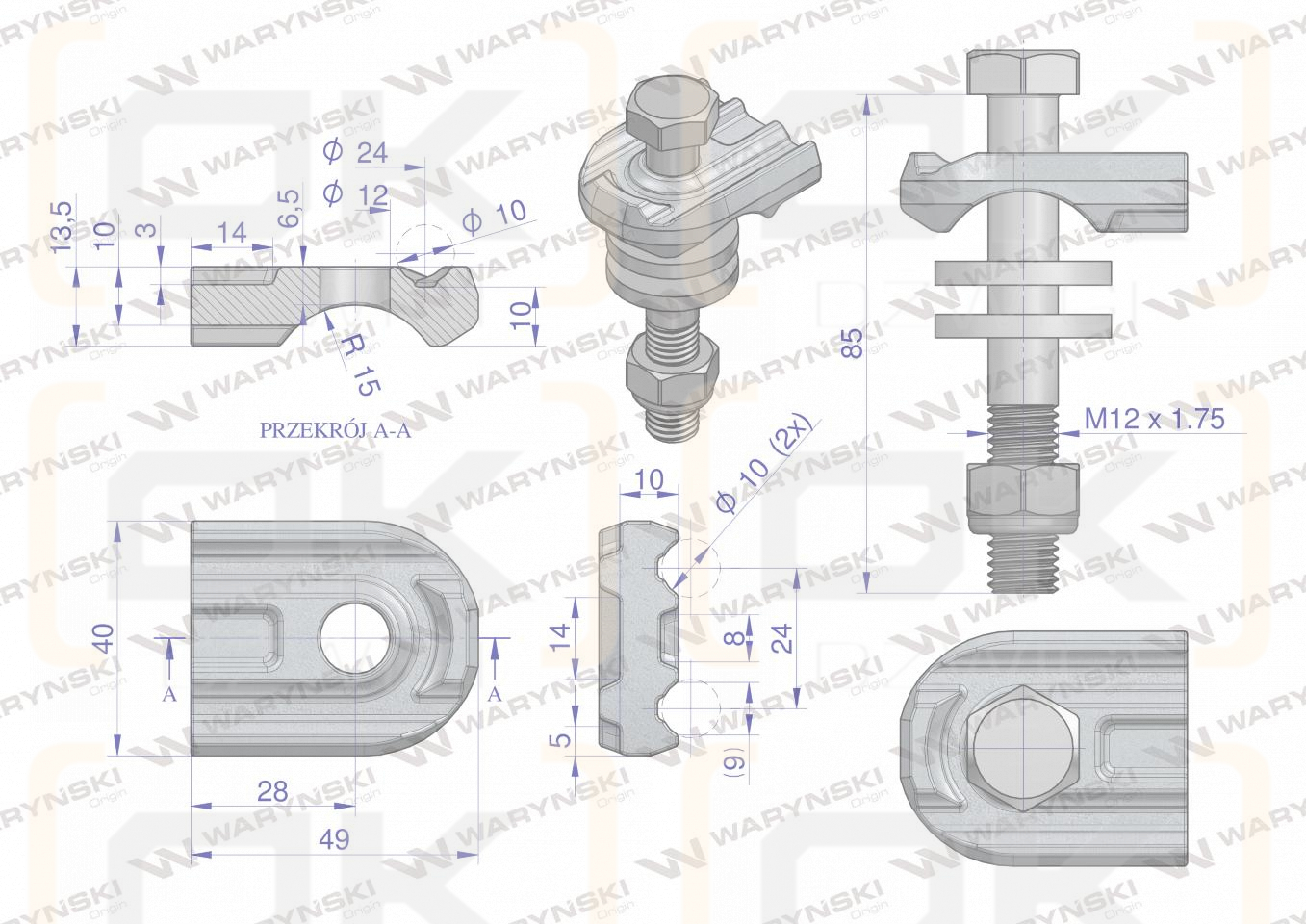 Mocowanie palca kpl. zastosowanie Deutz Fahr Waryński
