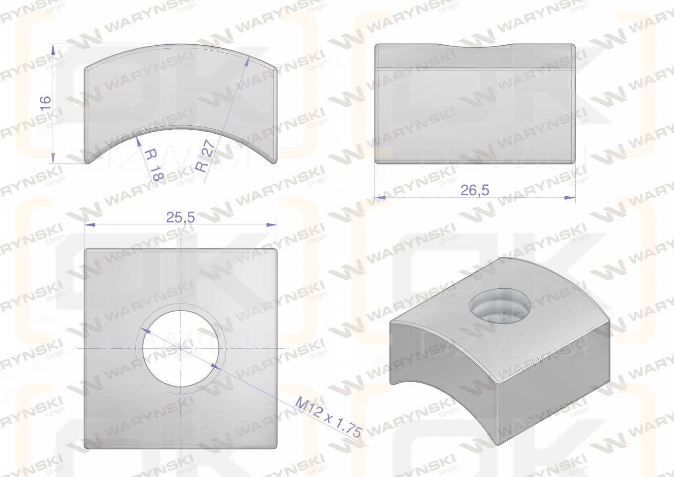 Mocowanie palca nakrętka wklęsła zastosowanie JF-Stoll Waryński ( sprzedawane po 5 )