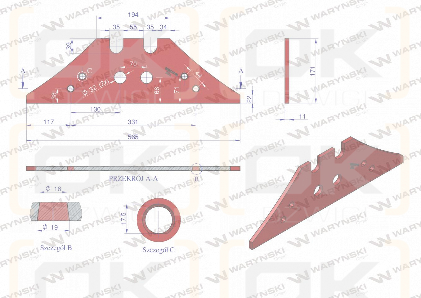 Kurzer reversibler Skid P&L-Anwendung Kverneland Borstahl Waryński