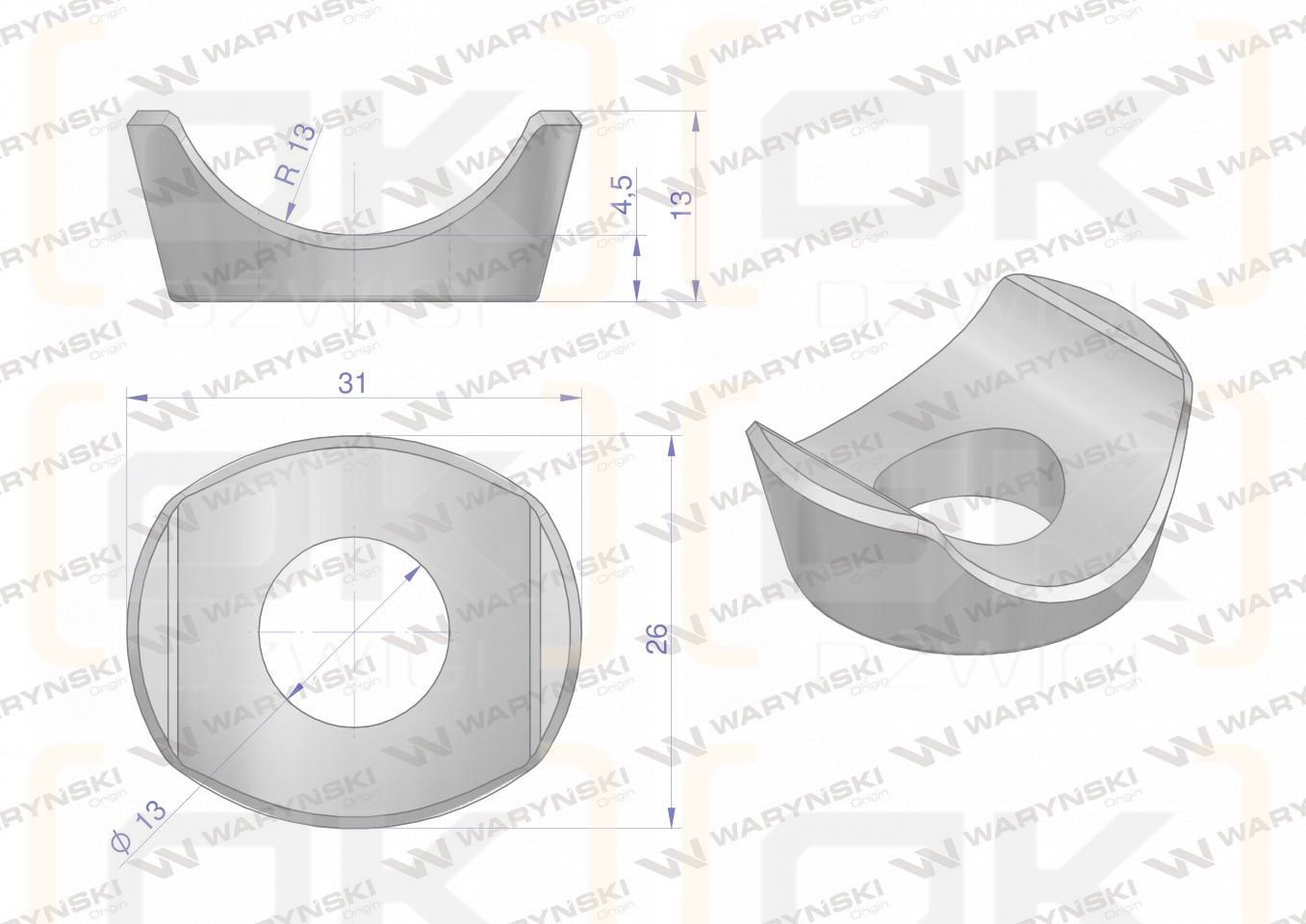 Mocowanie palca nakładka półokrągła zastosowanie Deutz Fahr Waryński ( sprzedawane po 5 )