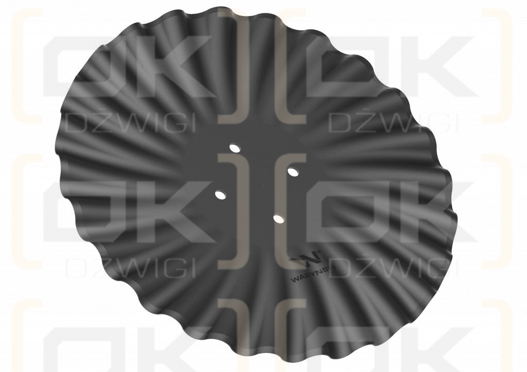 Talerz, prosty falowany drobna fala 460 mocowanie 4/98 grubość 4 mm stal borowa, Waryński