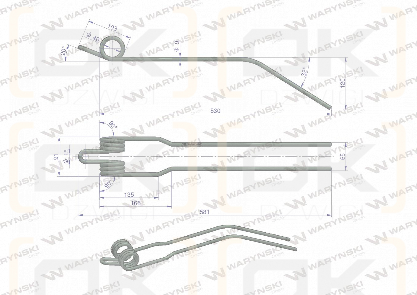 Palec zgrabiarka zastosowanie Deutz Fahr VF16600387.86 WARYŃSKI W-16600387