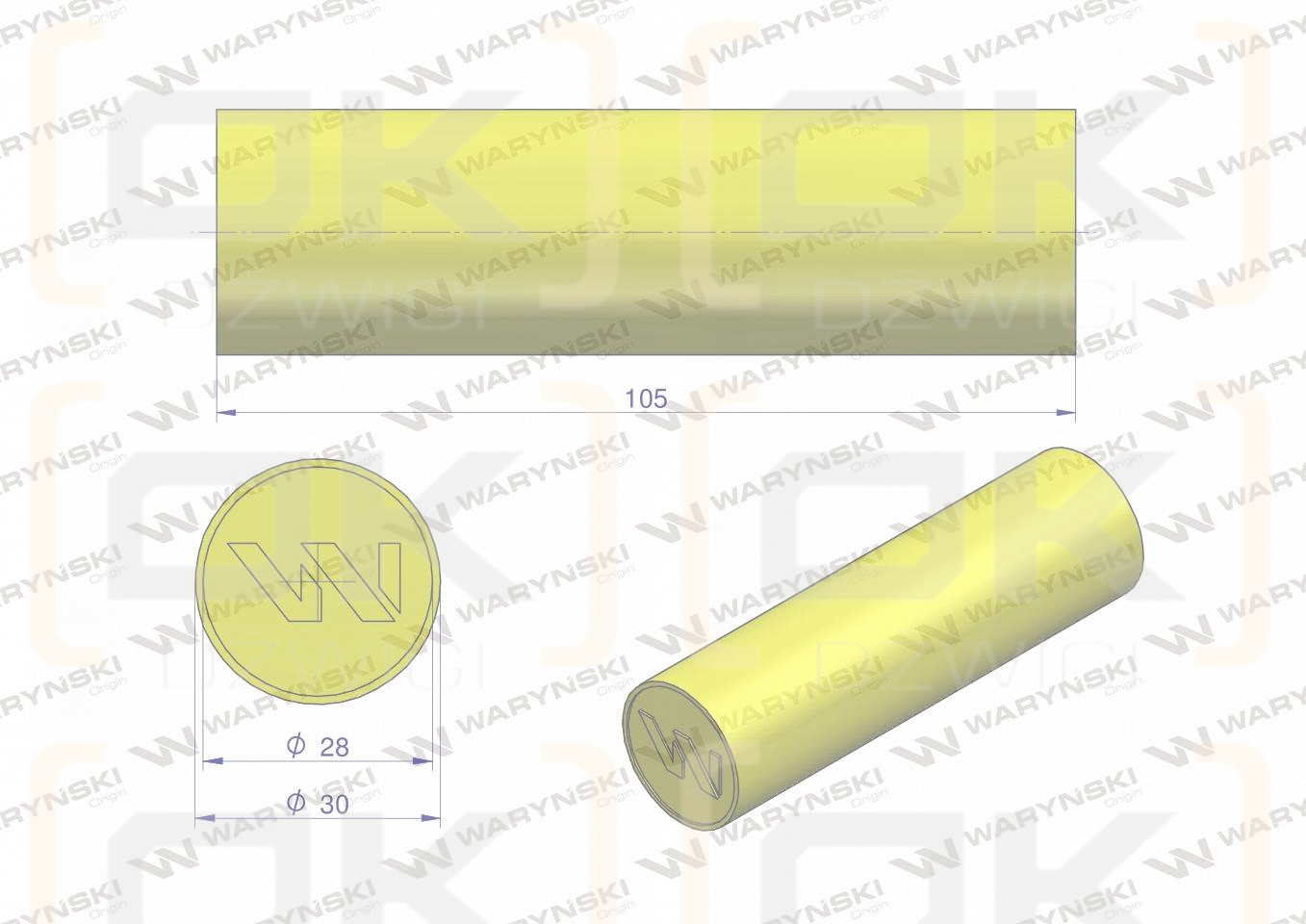 Amortyzator poliuretanowy walec 30x105 WARYŃSKI ( sprzedawane po 4 )