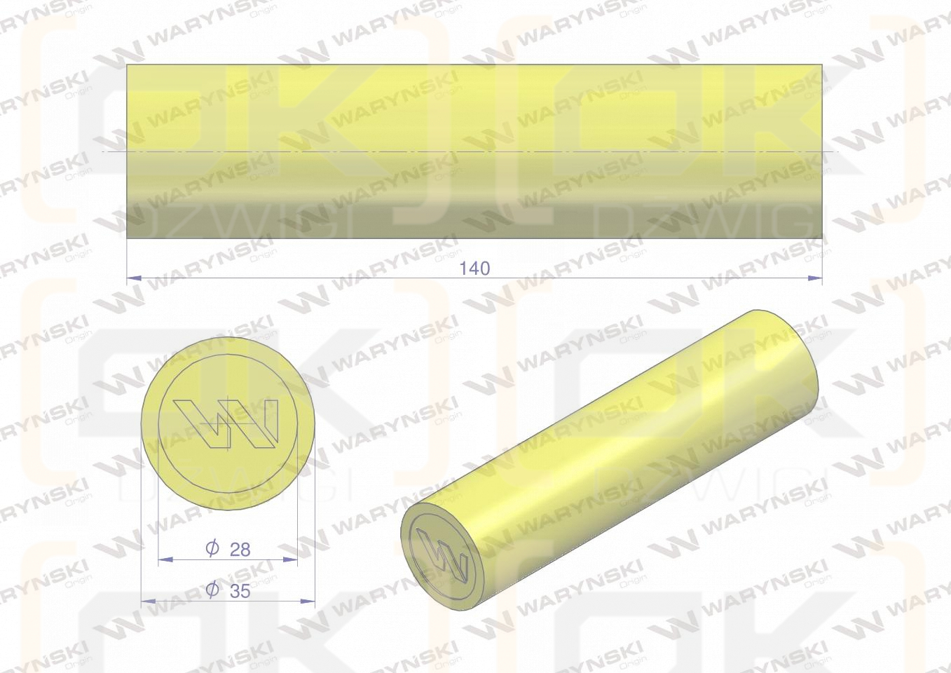 Amortyzator poliuretanowy walec 35x140 WARYŃSKI ( sprzedawane po 4 )
